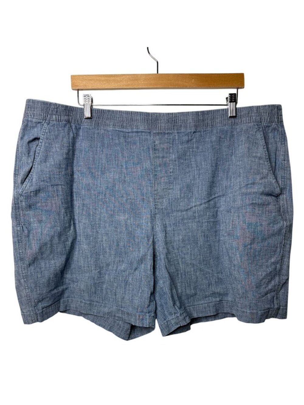 Lands' End Chambray Pull On Shorts Women's Plus 24W Blue